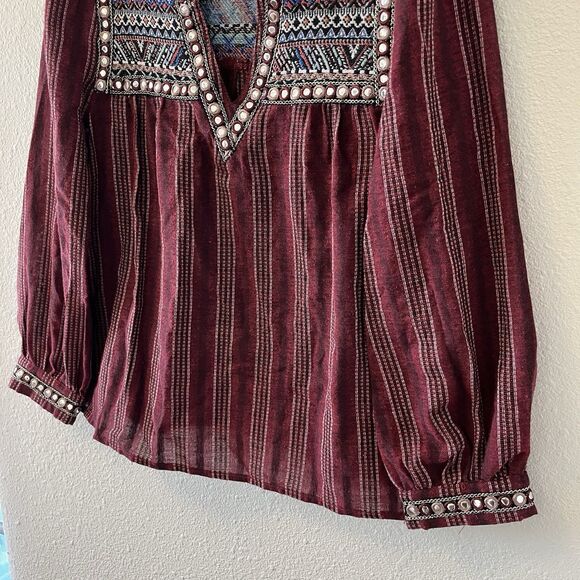 Lulumari Womens Peasant Top Small Embroidered Jeweled Boho Hippie Fairy Festival - Picture 11 of 16
